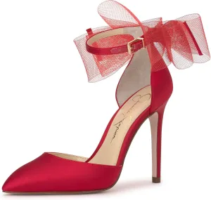 Jessica Simpson Womens Phindies Satin Bow Pumps