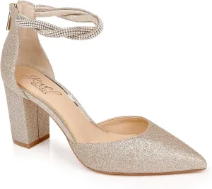 Jewel Badgley Mischka Tinsley Pointed Toe Block Heel Pumps