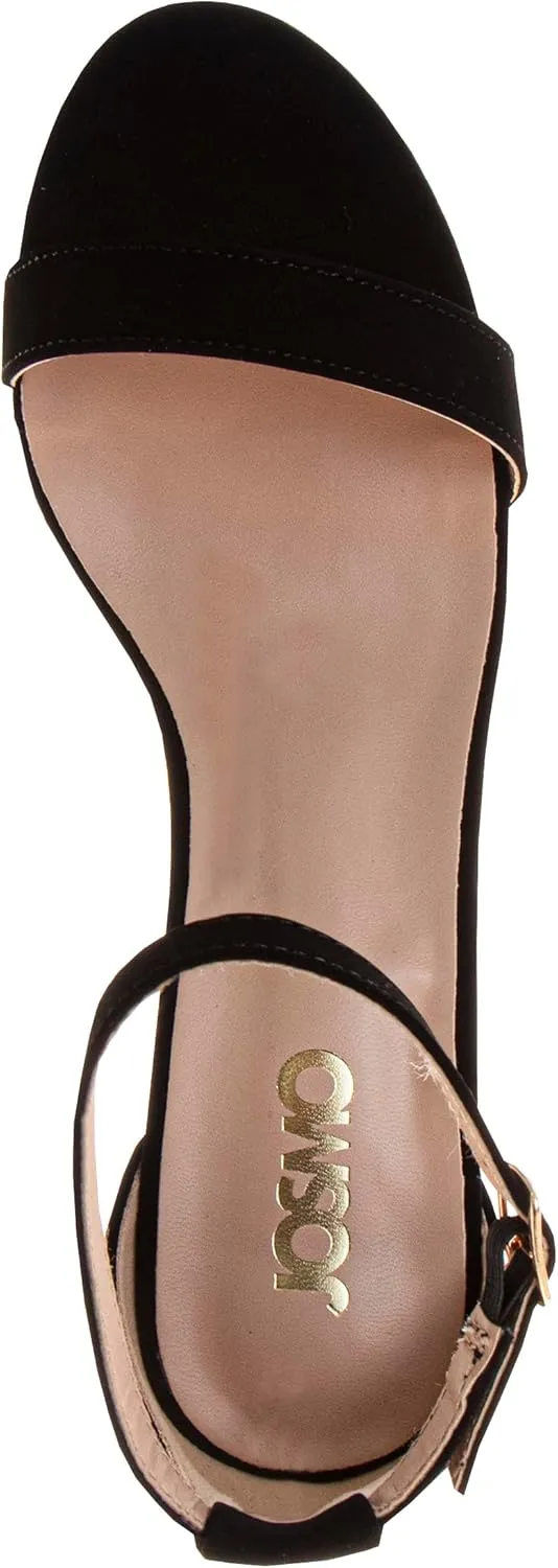Josmo Women Dress Heel Pumps with Ankle Straps - Adult Fashion Dressy Open Toe Block Heel Shoes - Adult Sizes 6-10