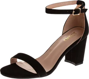 Josmo Women Dress Heel Pumps with Ankle Straps - Adult Fashion Dressy Open Toe Block Heel Shoes - Adult Sizes 6-10