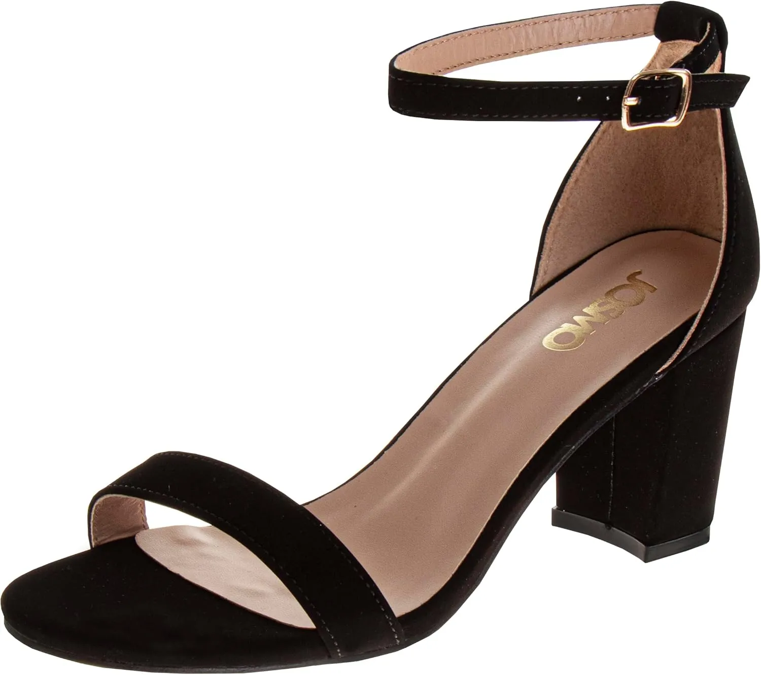 Josmo Women Dress Heel Pumps with Ankle Straps - Adult Fashion Dressy Open Toe Block Heel Shoes - Adult Sizes 6-10