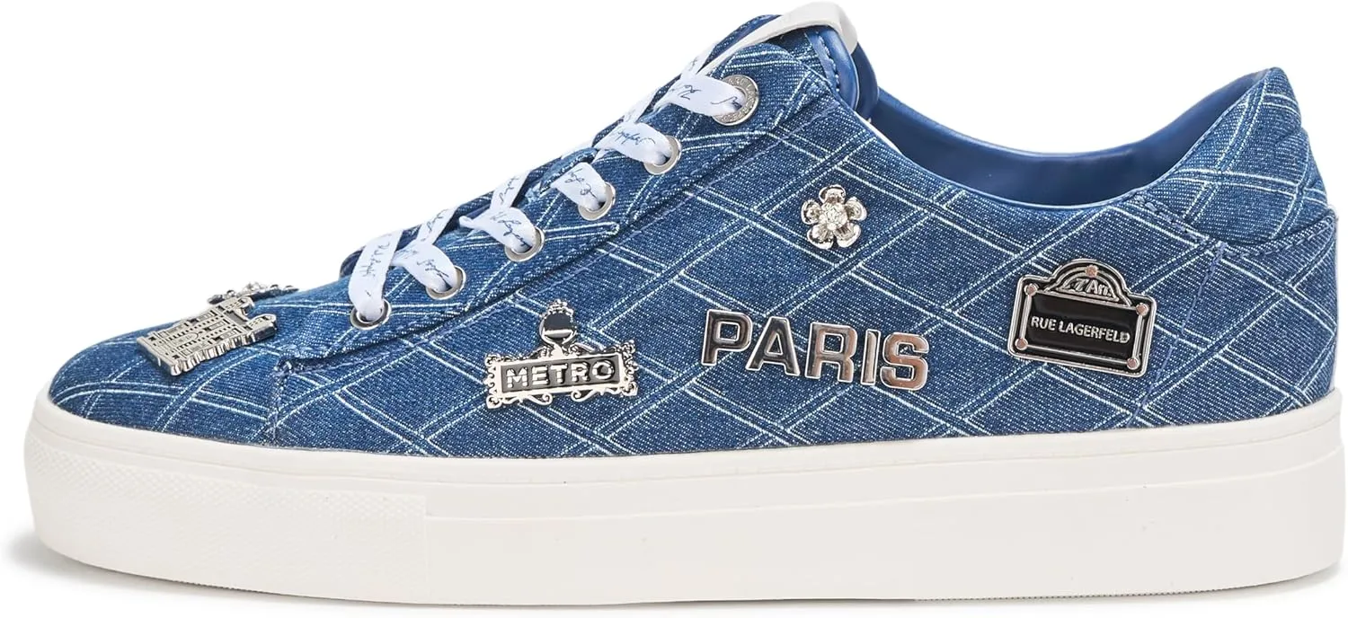 Karl Lagerfeld Paris Women's Everyday Cushioned Insole Cate Rue Pins-Lace Up Shoes Sneaker
