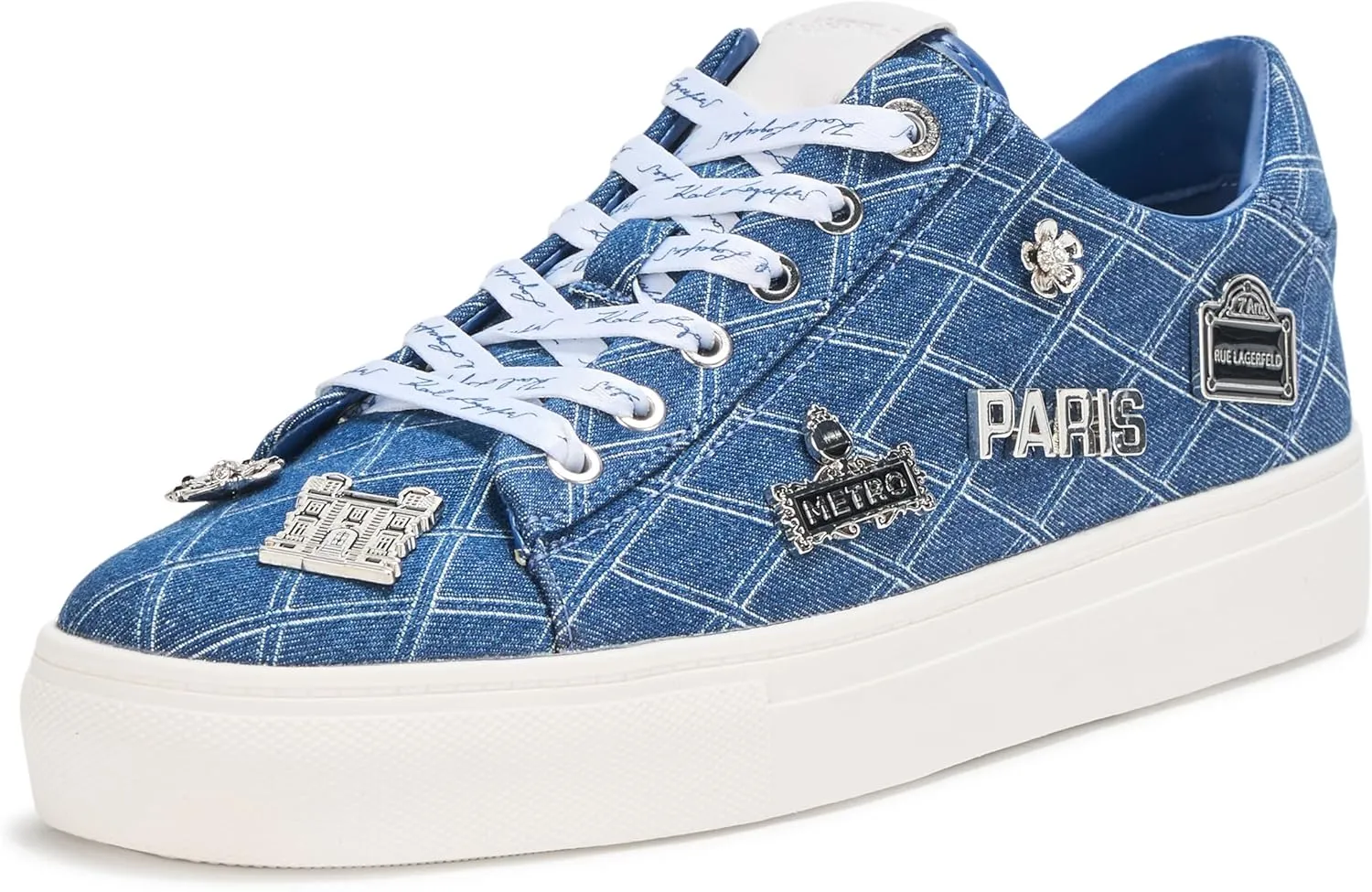 Karl Lagerfeld Paris Women's Everyday Cushioned Insole Cate Rue Pins-Lace Up Shoes Sneaker