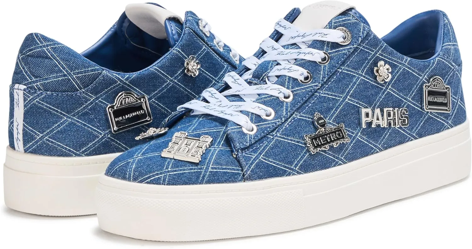 Karl Lagerfeld Paris Women's Everyday Cushioned Insole Cate Rue Pins-Lace Up Shoes Sneaker