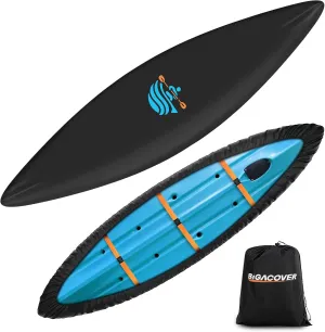 Kayak Cover 500D Waterproof UV Protection and Dust Resistant Heavy Duty Full Canoe Cover for Indoor/Outdoor Kayak/Canoe/Paddle Board with Storage Bag