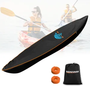Kayak Cover 600D Waterproof UV Protection and Dust Resistant Heavy Duty Full Canoe Cover for Indoor/Outdoor Kayak/Canoe/Paddle Board with Storage Bag Kayak Covers for Outdoor Storage