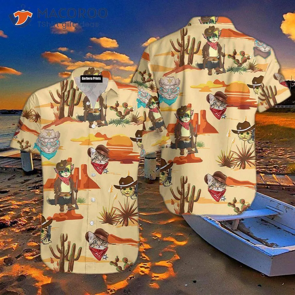 Kentucky Derby Cowboy Cat Hawaiian Shirts