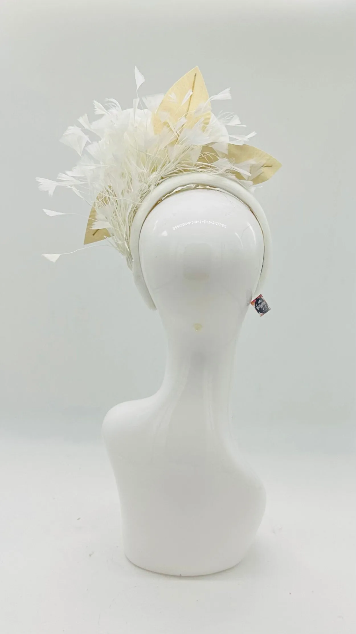 Kentucky Derby Floral Feather Fascinator, Derby Hat Alternative (GOLD LINE)