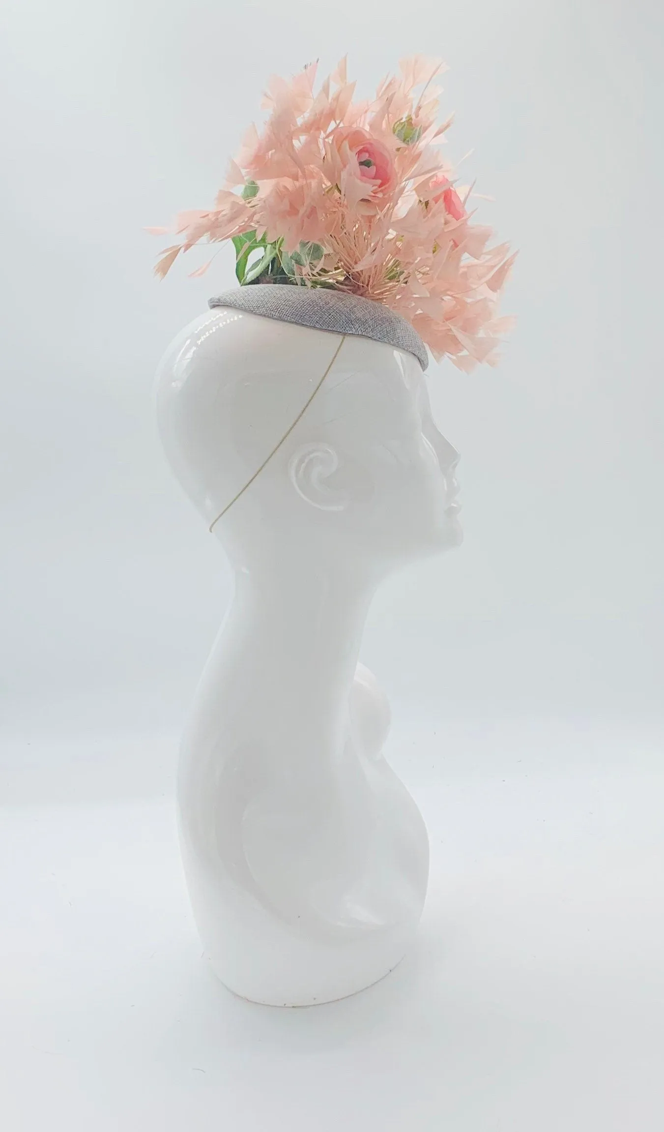 Kentucky derby hat, fascinator, floral headpiece, derby hat alternative (GOLD LINE)