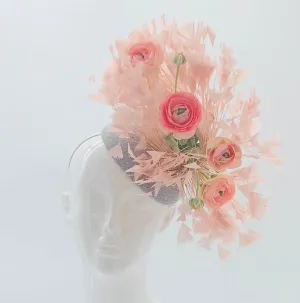 Kentucky derby hat, fascinator, floral headpiece, derby hat alternative (GOLD LINE)