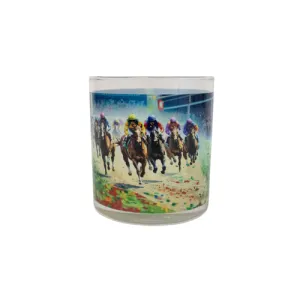 Kentucky Derby Racing Scene Rocks Glass