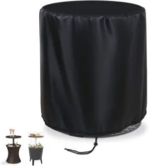 Keter 7.5-Gal Patio Cooler Bar Table Cover, Round Beer Cooler, Waterproof Barrel Cool Table, 21" D x 23" H, Black