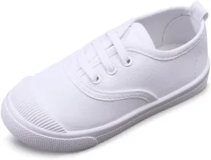 Kids White Canvas Shoes Toddler Classic Slip-on Sneaker for Girls Boys Casual Tennis Running Shoes