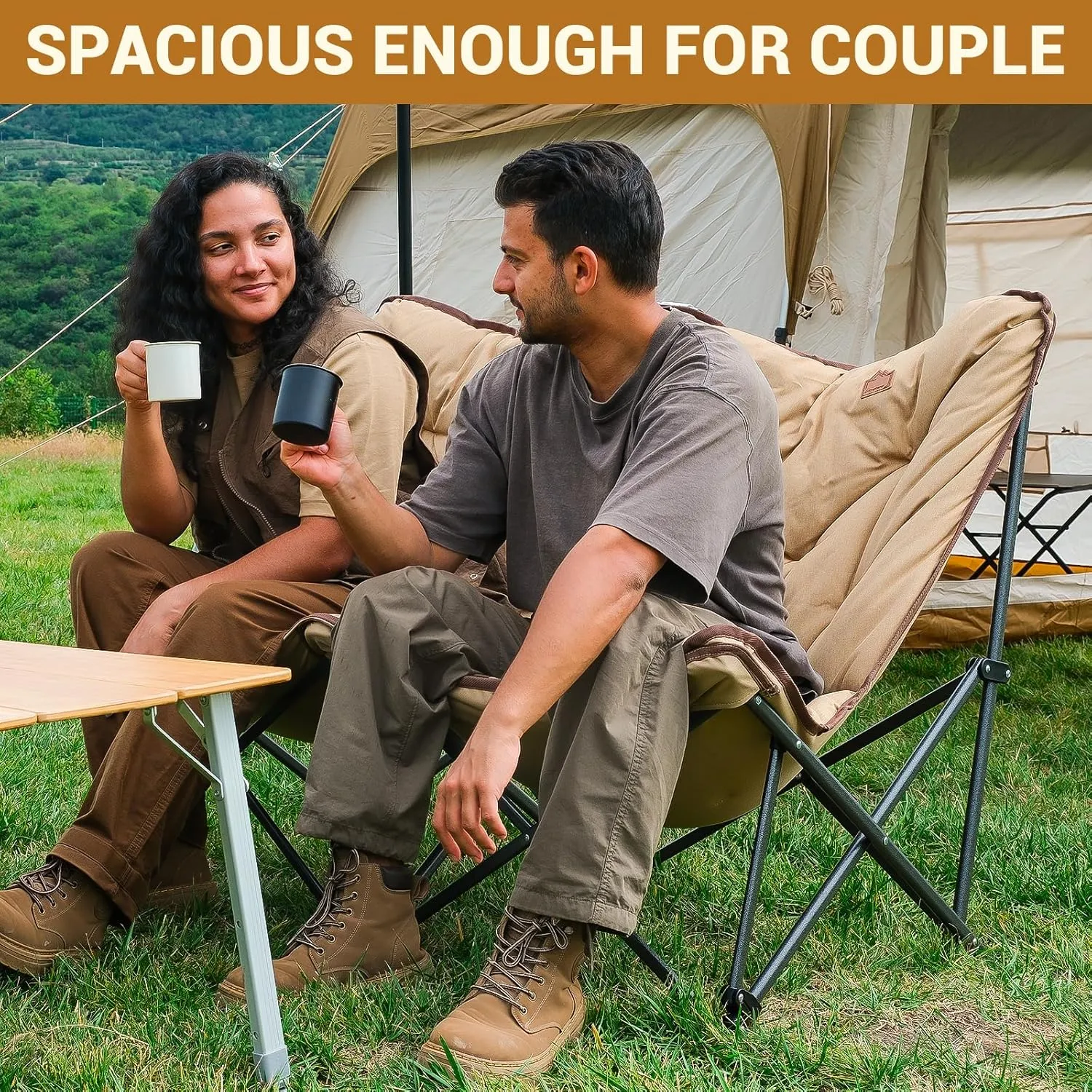 KingCamp Butterfly Chair, Oversized Thick Padded Comfy Camping Chairs Portable Folding Chair 400lbs Heavy Duty Seat with High Backrest & Carry Bag for Outdoor Indoor Patio Lawn Home Living Bed Room