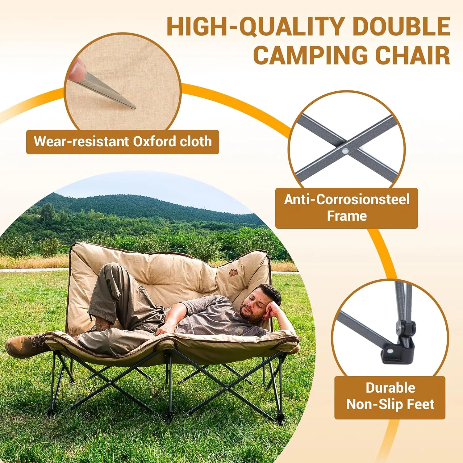 KingCamp Butterfly Chair, Oversized Thick Padded Comfy Camping Chairs Portable Folding Chair 400lbs Heavy Duty Seat with High Backrest & Carry Bag for Outdoor Indoor Patio Lawn Home Living Bed Room