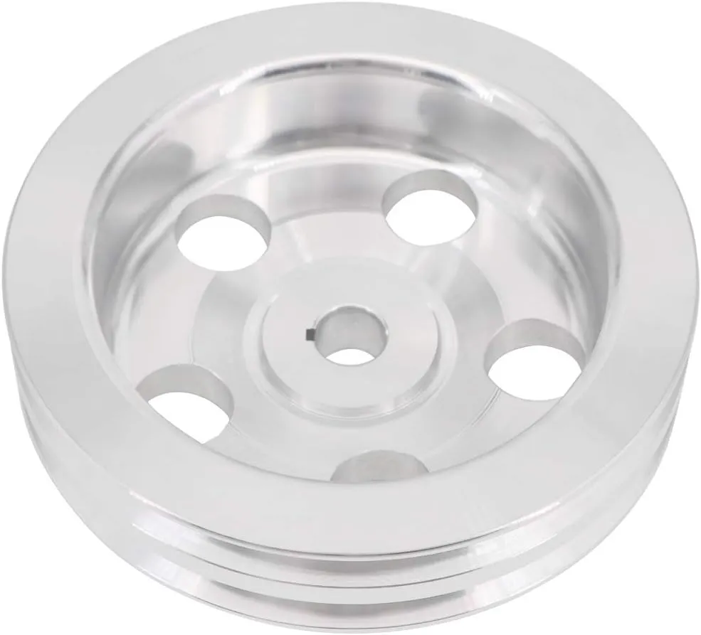 KIPA Aluminium Double groove Power Steering Pump Pulley For Chevy SBC BBC With key-way power steering units through 1984 with a 5/8" Shaft Satin Aluminium Finish Durable 2-Groove 8848-1