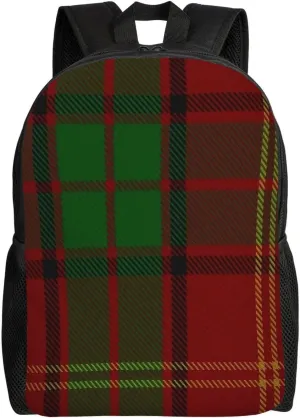 Kirk Clan Family Tartan Minimalist Laptop Backpack – Waterproof Business Travel Bag, Breathable Design, Modern Work & Leisure