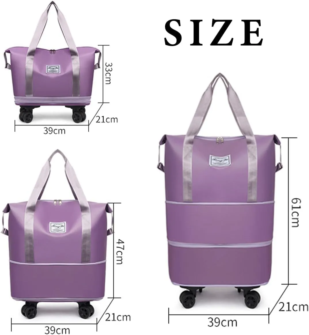 Kulken Wheeled Travel Bag - Large Capacity Luggage with Removable Universal Wheels, Durable Spinner Suitcase for Air Travel (Pink)