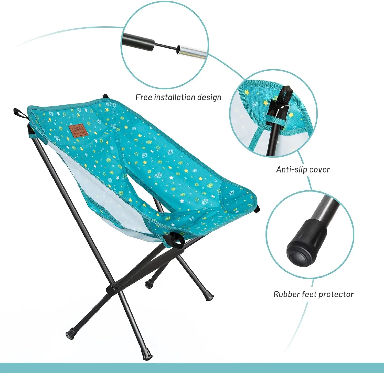 LACAL Protable Lightweight Chair for Youth, Compact Folding Size 12.6“×4.3", Only Weights 1.6lbs, 600D Oxford Fabric, Durable Aluminum Alloy Frame, Easy to Storage & Carry(Green)