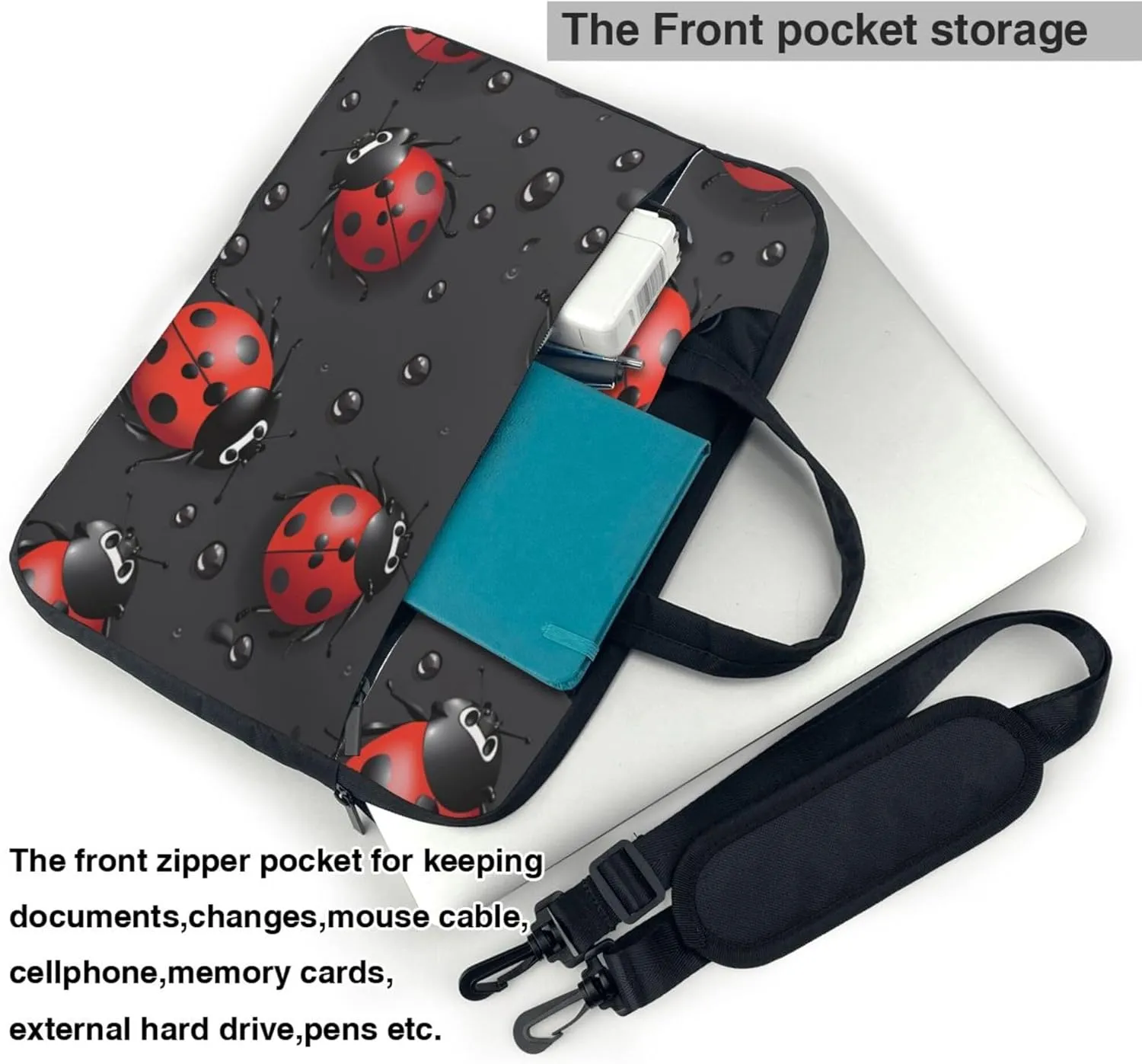 Ladybugs Laptop Shoulder Bag for Women, Ladybugs Laptop Sleeve Case Durable Computer Bag