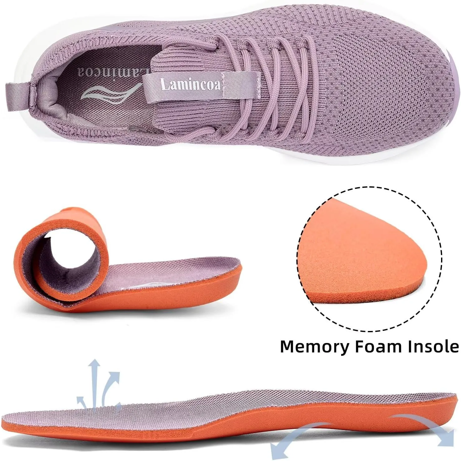 Lamincoa Women's Running Shoes Slip on Walking Sneaker Lightweight Tennis Shoes Casual Athletic Sneakers for Outdoor Gym Workout