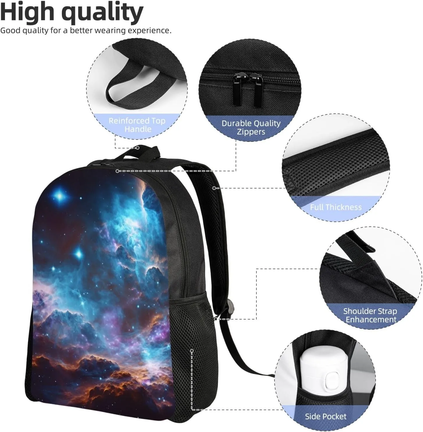 Laptop Backpack for Women Men Carry-on Backpack Universe Galaxy Space Daypack Lightweight Travel Shoulder Bags