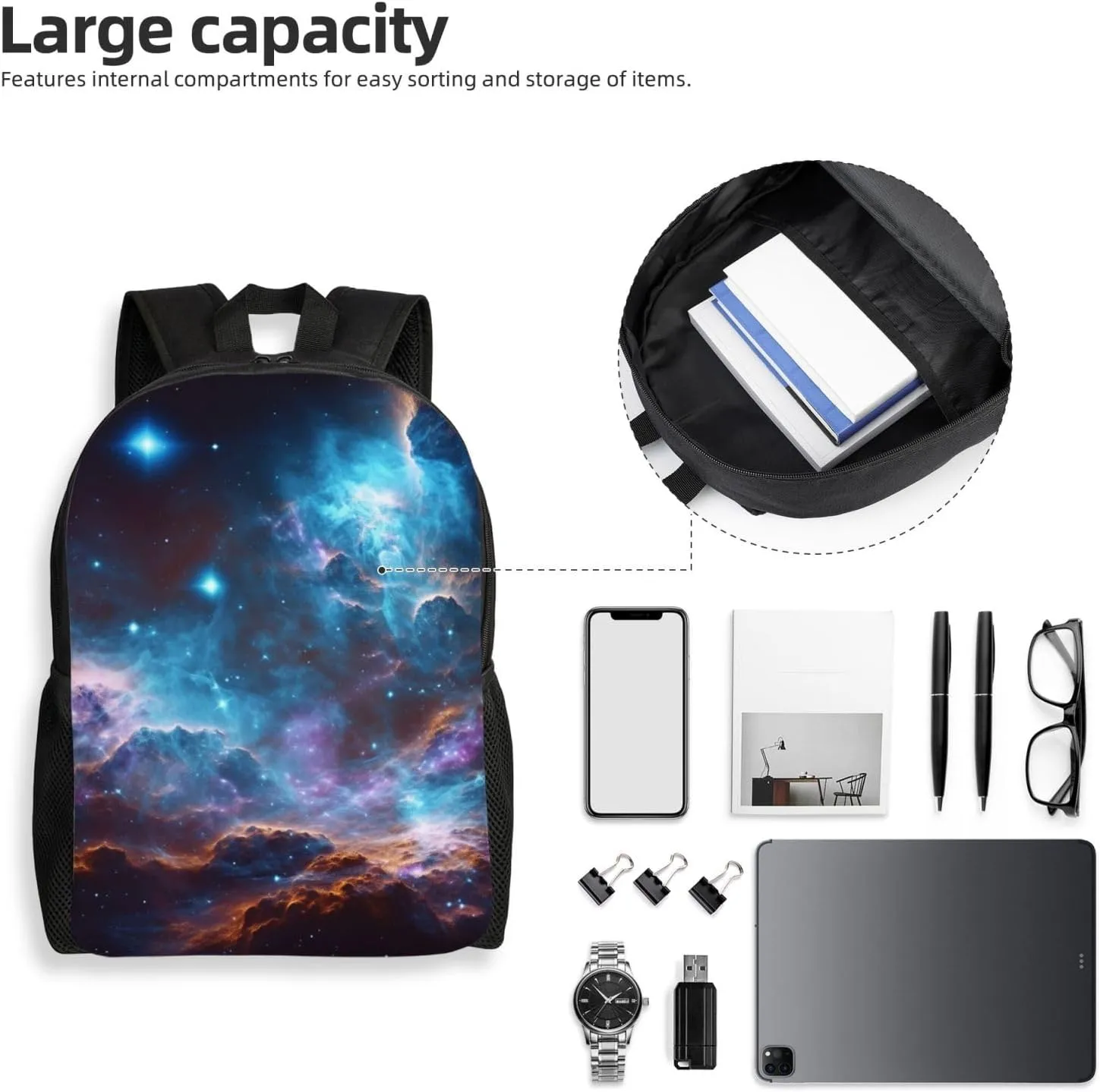 Laptop Backpack for Women Men Carry-on Backpack Universe Galaxy Space Daypack Lightweight Travel Shoulder Bags