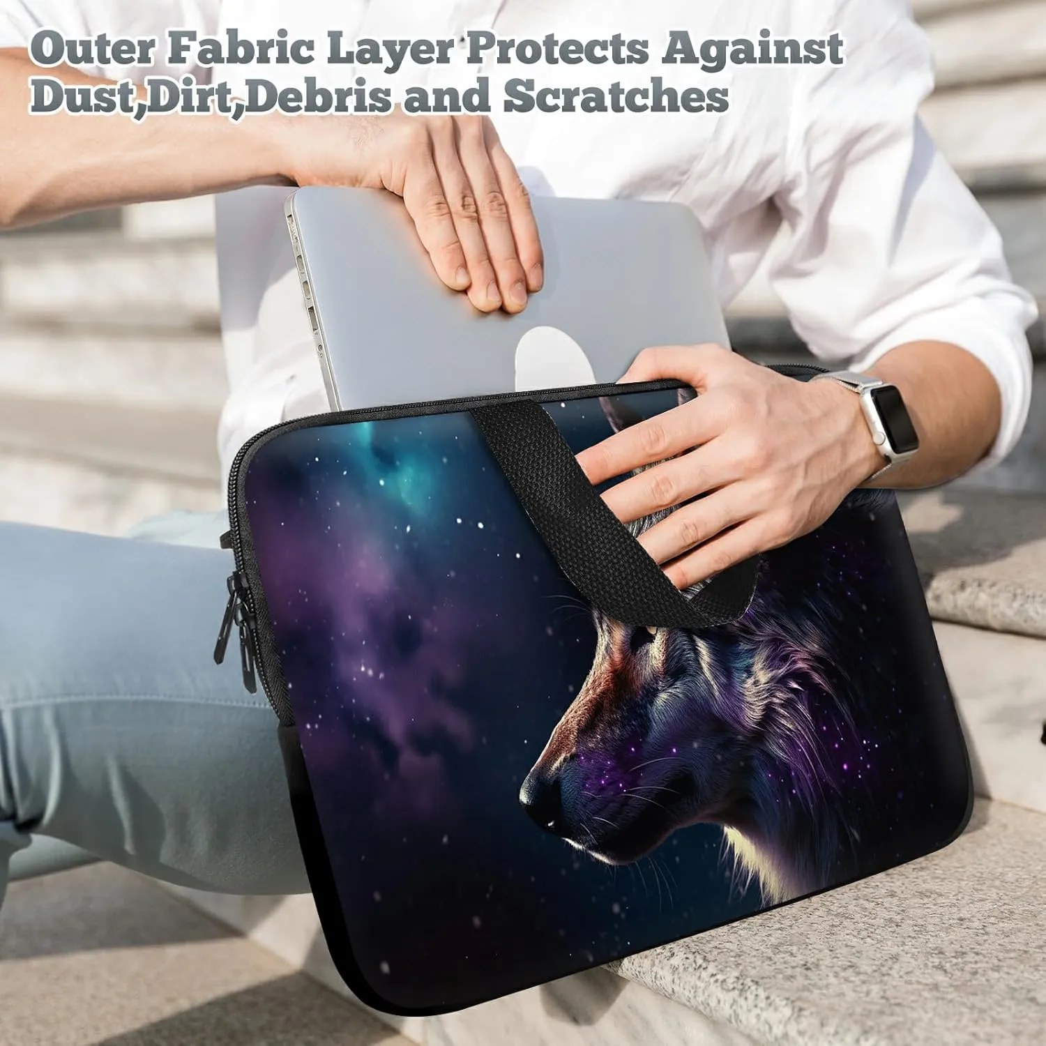 Laptop Sleeve Case Bag 15 inch, Magic Wolf Slim Carrying Case Durable Handbag Travel Laptop Bag for 15 inch MacBook Air M3/M2/15 Pro/Surface Laptop 7/6/5/4/3/ Dell XPS 15 Plus