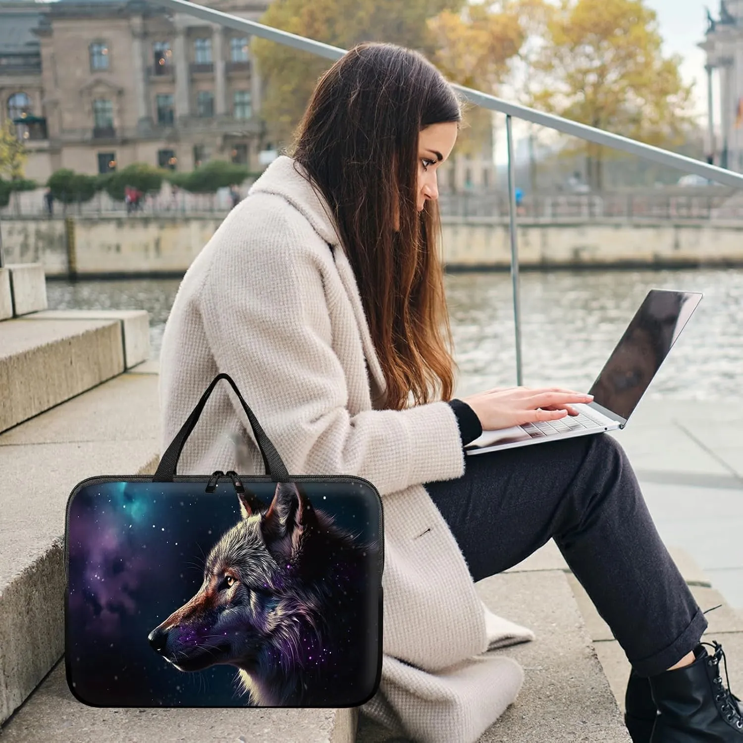 Laptop Sleeve Case Bag 15 inch, Magic Wolf Slim Carrying Case Durable Handbag Travel Laptop Bag for 15 inch MacBook Air M3/M2/15 Pro/Surface Laptop 7/6/5/4/3/ Dell XPS 15 Plus