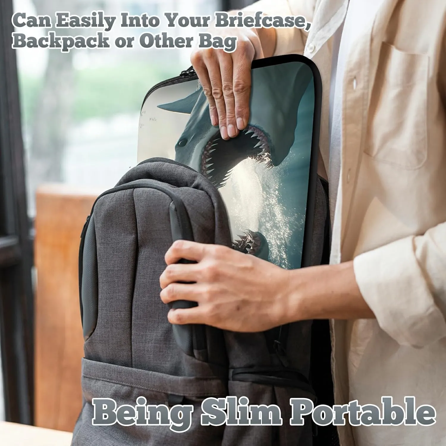 Laptop Sleeve Case Bag 15 inch, Sharks Slim Carrying Case Durable Handbag Travel Laptop Bag for 15 inch MacBook Air M3/M2/15 Pro/Surface Laptop 7/6/5/4/3/ Dell XPS 15 Plus