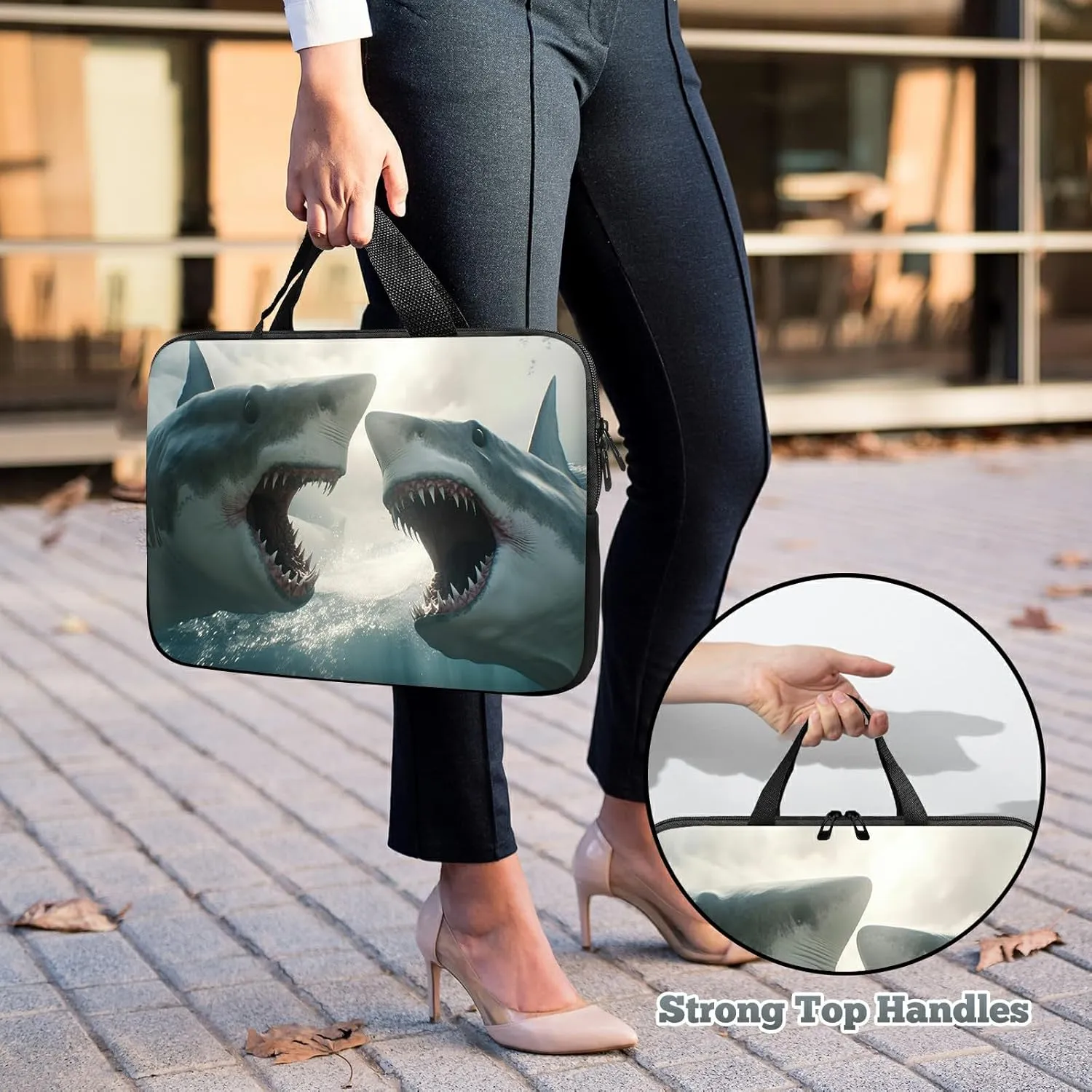 Laptop Sleeve Case Bag 15 inch, Sharks Slim Carrying Case Durable Handbag Travel Laptop Bag for 15 inch MacBook Air M3/M2/15 Pro/Surface Laptop 7/6/5/4/3/ Dell XPS 15 Plus
