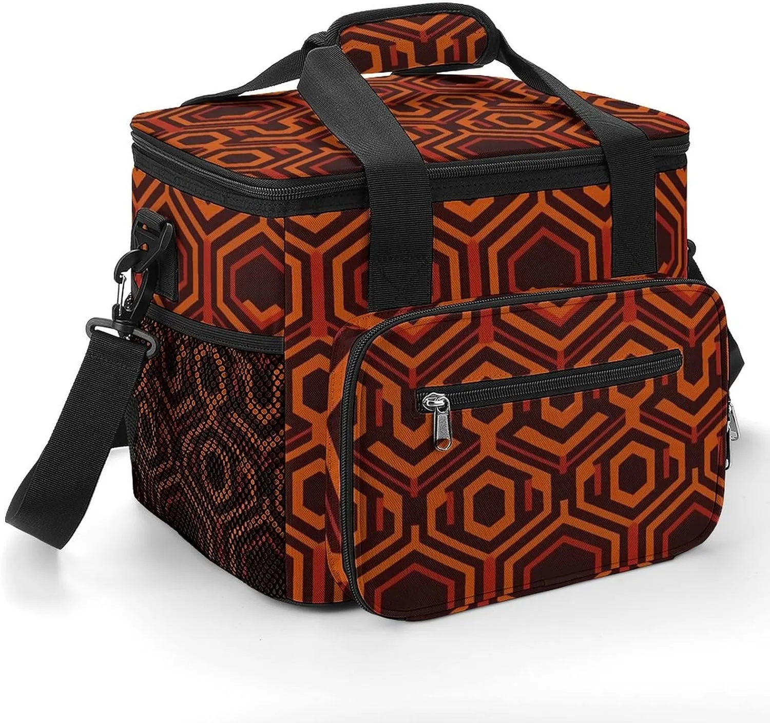 Large-Capacity Oxford Cloth Shining Overlook Printed Camping Ice Bag, Outdoor Portable Insulation and Cold Storage Bag, Enjoy A Cool Camping Time