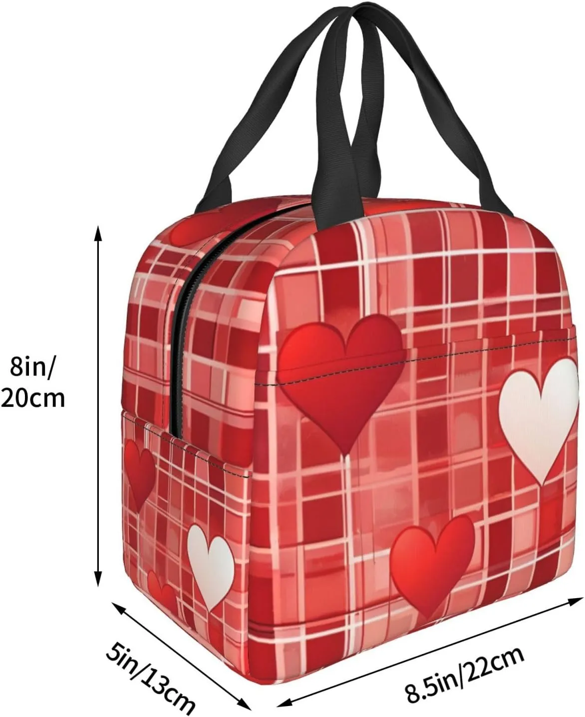 Lattice Grid Red Romance Lunch Bag for Women Men Insulated Lunch Box for Work/Picnic/Travel Reusable Durable Lunch Box