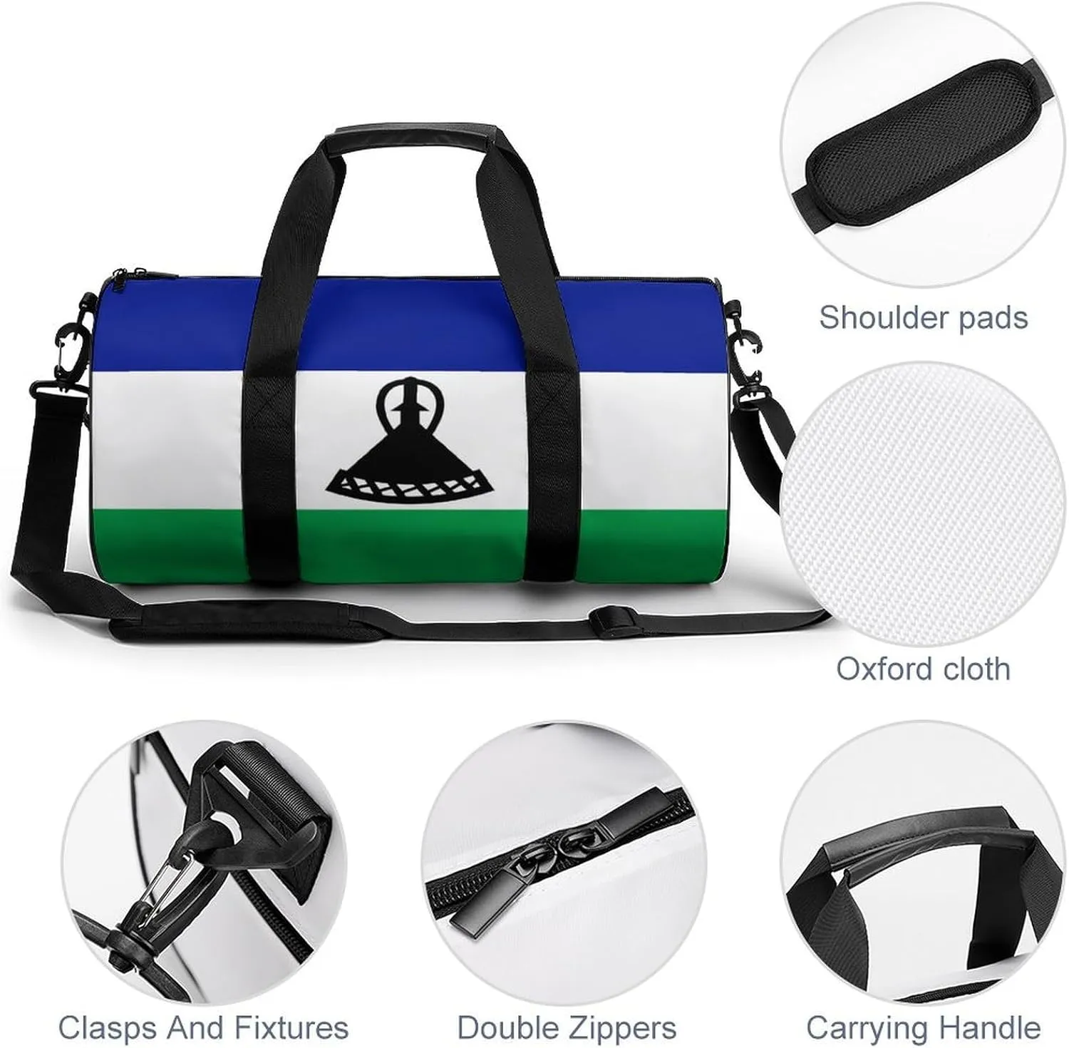 Lesotho Flag Gym Duffel with Wet Pocket for Boys Girls Sports Travel Overnight Weekender