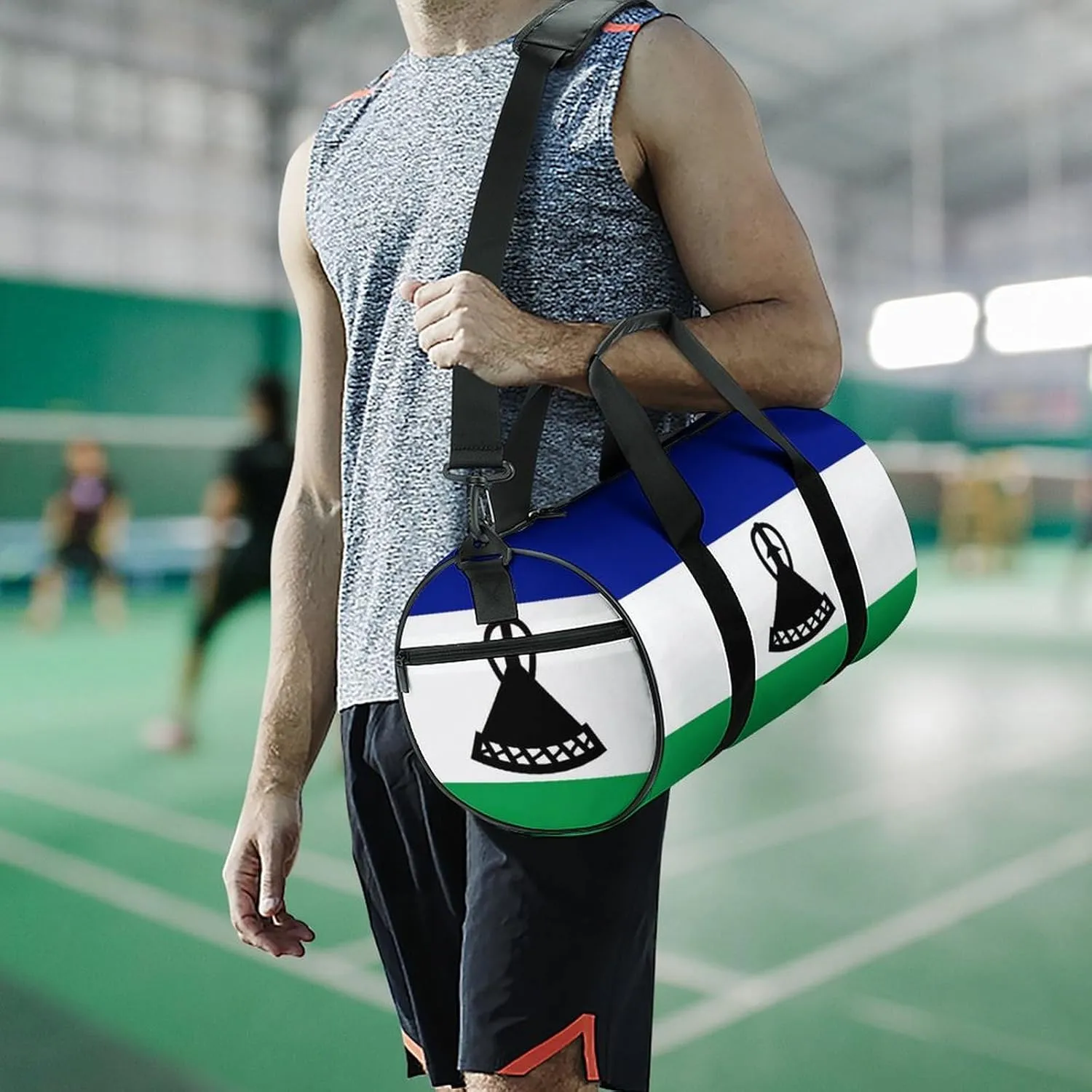 Lesotho Flag Gym Duffel with Wet Pocket for Boys Girls Sports Travel Overnight Weekender