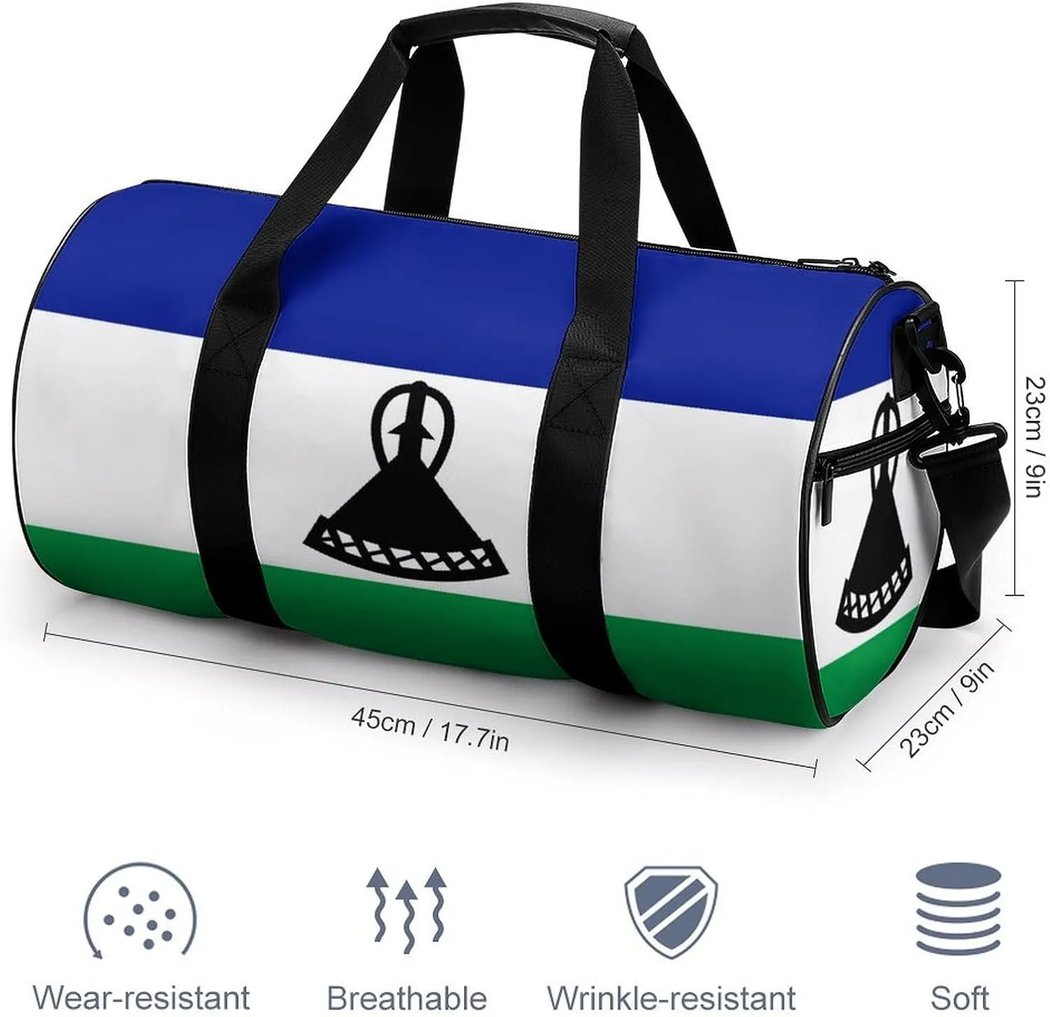 Lesotho Flag Gym Duffel with Wet Pocket for Boys Girls Sports Travel Overnight Weekender