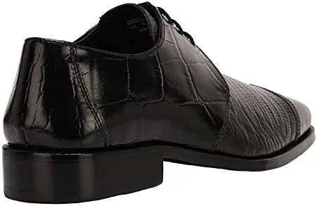 LIBERTYZENO Mens Croco Lizard Print Genuine Leather Adults Slip On & Lace Up Oxford Dress Shoes for Easter Gift