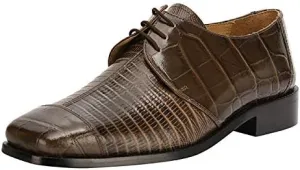 LIBERTYZENO Mens Croco Lizard Print Genuine Leather Adults Slip On & Lace Up Oxford Dress Shoes for Easter Gift