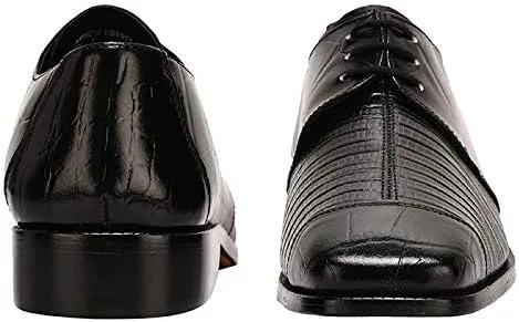 LIBERTYZENO Mens Croco Lizard Print Genuine Leather Adults Slip On & Lace Up Oxford Dress Shoes for Easter Gift