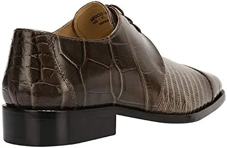 LIBERTYZENO Mens Croco Lizard Print Genuine Leather Adults Slip On & Lace Up Oxford Dress Shoes for Easter Gift