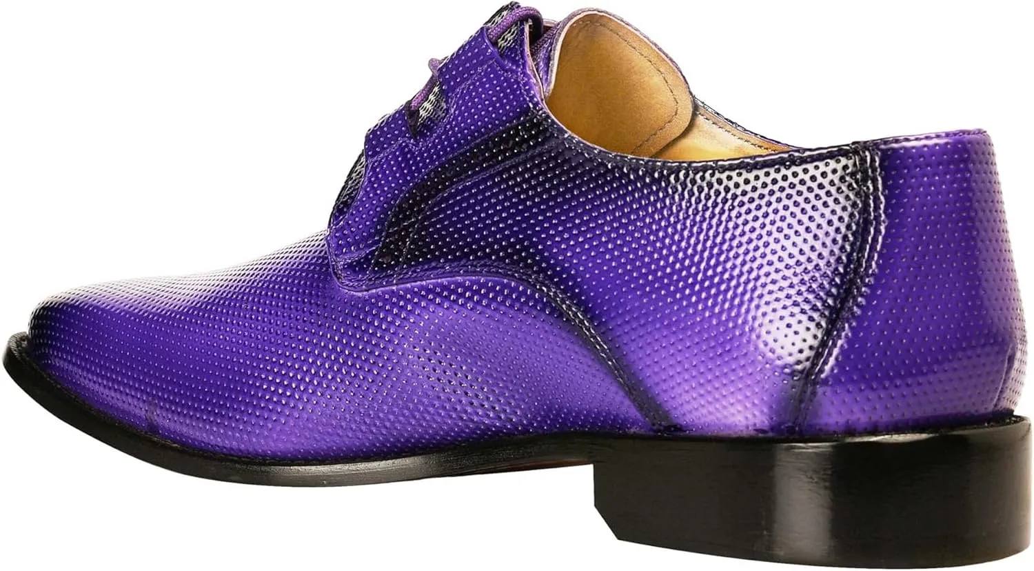 LIBERTYZENO Mens Plain & Animal Print Purple Genuine Leather Adults Slip On & Lace Up Oxford Dress Shoes/Prom Shoes for Easter Gift
