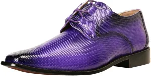 LIBERTYZENO Mens Plain & Animal Print Purple Genuine Leather Adults Slip On & Lace Up Oxford Dress Shoes/Prom Shoes for Easter Gift