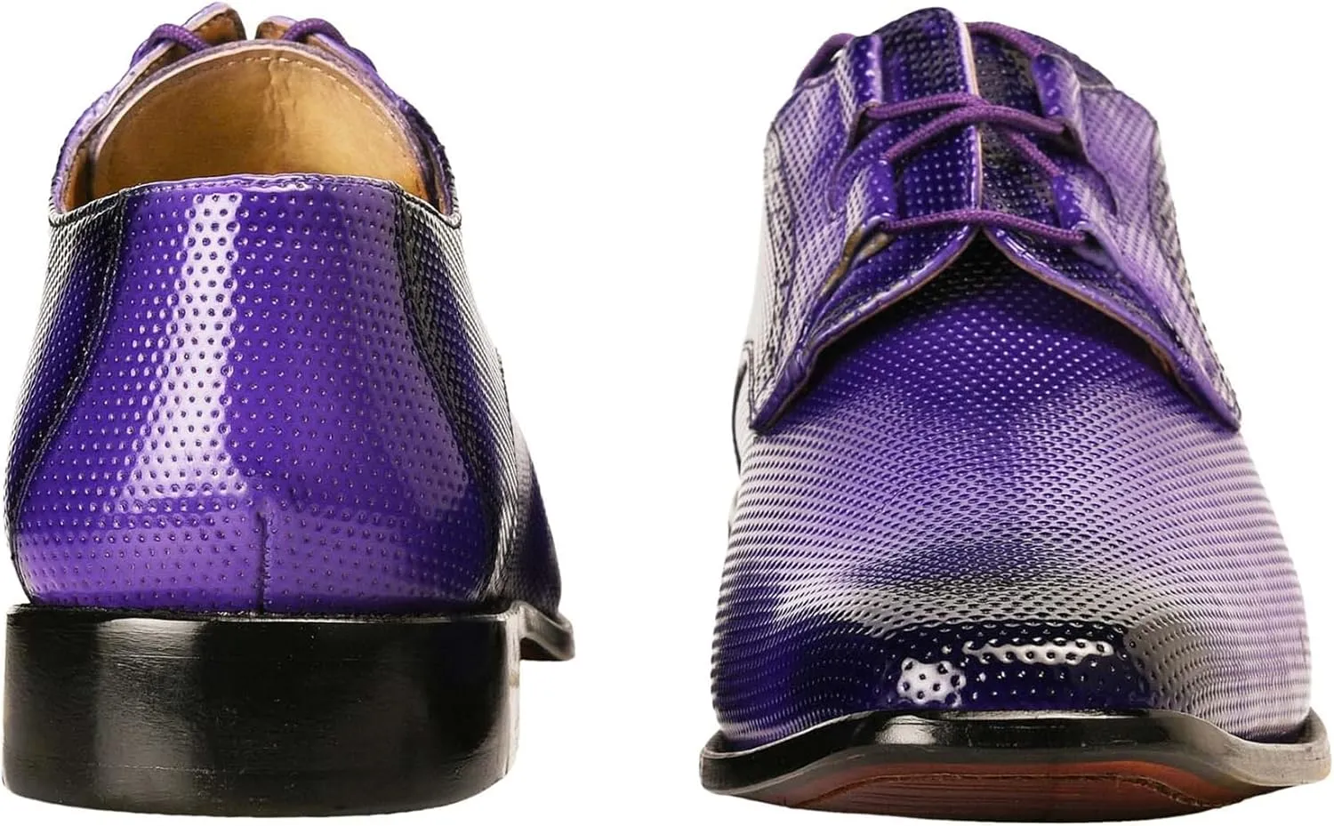 LIBERTYZENO Mens Plain & Animal Print Purple Genuine Leather Adults Slip On & Lace Up Oxford Dress Shoes/Prom Shoes for Easter Gift