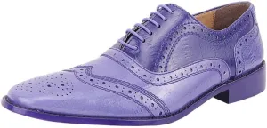 LIBERTYZENO Mens Plain & Animal Print Purple Genuine Leather Adults Slip On & Lace Up Oxford Dress Shoes/Prom Shoes for Prom Graduation