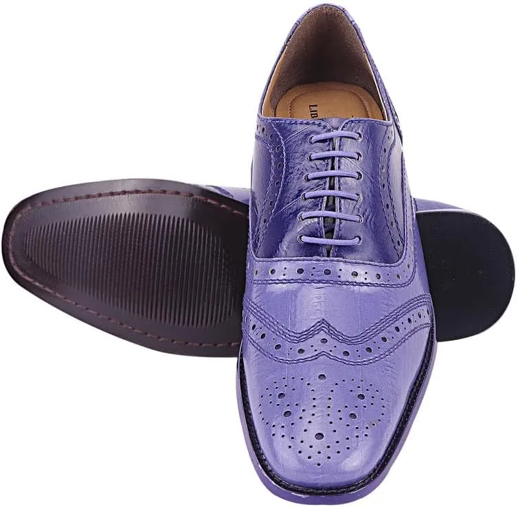 LIBERTYZENO Mens Plain & Animal Print Purple Genuine Leather Adults Slip On & Lace Up Oxford Dress Shoes/Prom Shoes for Prom Graduation