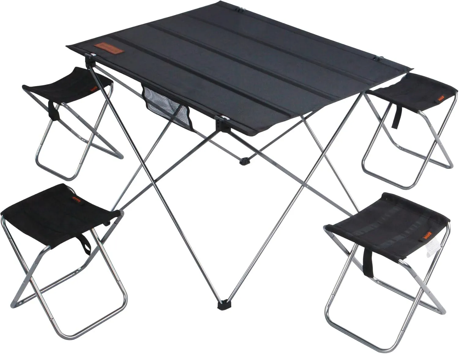 Lightweight Camping Folding Table Set, Small Durable Aluminum Frame and Seat for 3 People, Oxford Cloth Tabletop Aluminum for Outdoor Garden BBQ Beach Picnic (Small Table with 5 Chairs)