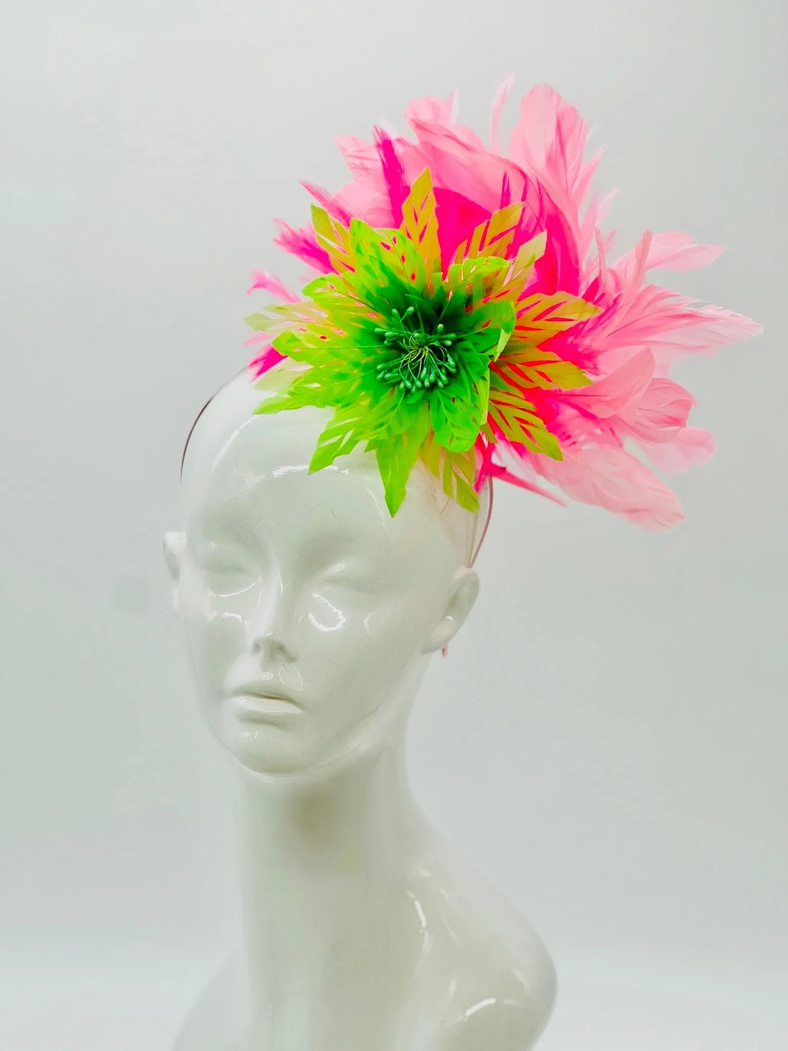 Lime Green, Hot Pink and Light Pink Derby Fascinator, Kentucky Derby Hat Alternative, Kentucky derby hat (GOLD LINE)