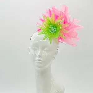 Lime Green, Hot Pink and Light Pink Derby Fascinator, Kentucky Derby Hat Alternative, Kentucky derby hat (GOLD LINE)