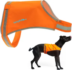 Lite Dog Vest. Coverage to Mid Back. Reflective Hi Visibility Blaze Orange Fluorescent Fabric Helps to Keep Them in Sight and Safe On and Off Leash. X-Small
