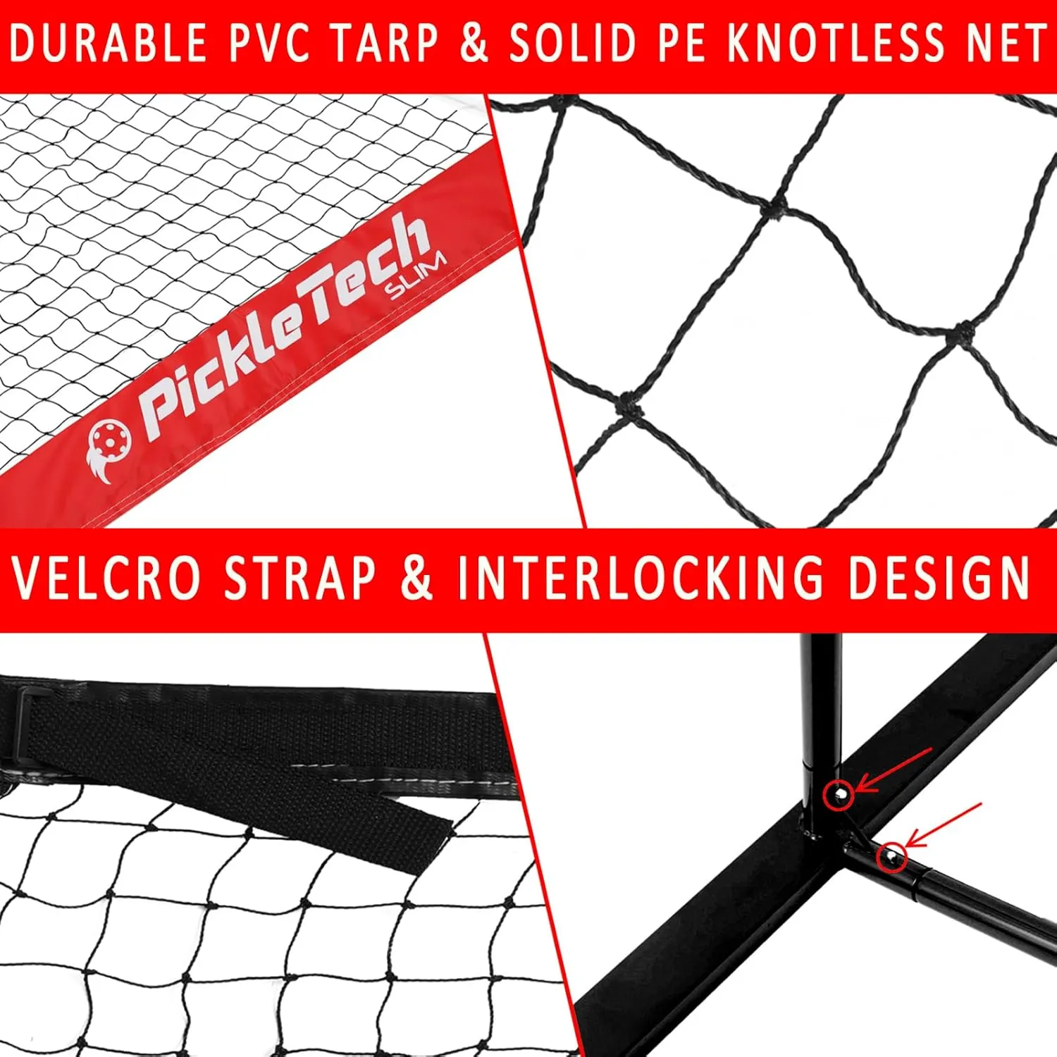 LITIAN PICKLETECH 4.0 Slim Version Portable Pickleball Nets - 22 FT USAPA Regulation Size for Outdoor Game, Driveway Use - Includes Carrying Bag
